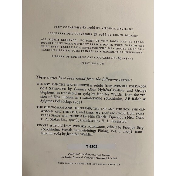 FAVORITE FAIRY Tales Told in Sweeden By Virginia Haviland First Edition HB DJ - Picture 4 of 7